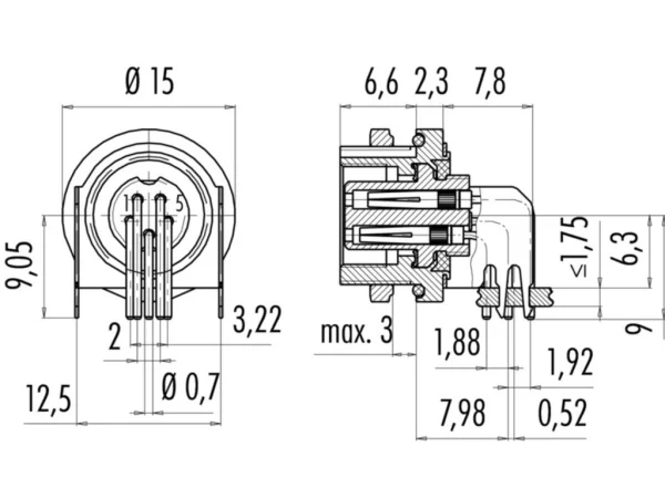 Female panel mount connector