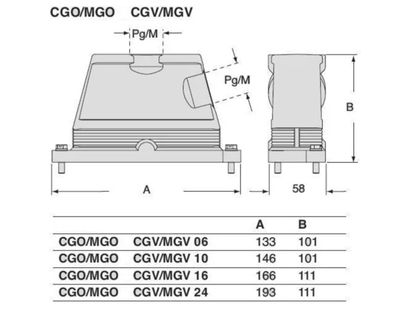 hood, size 104.27, IP68 alu, screw locking, 1xM40 top