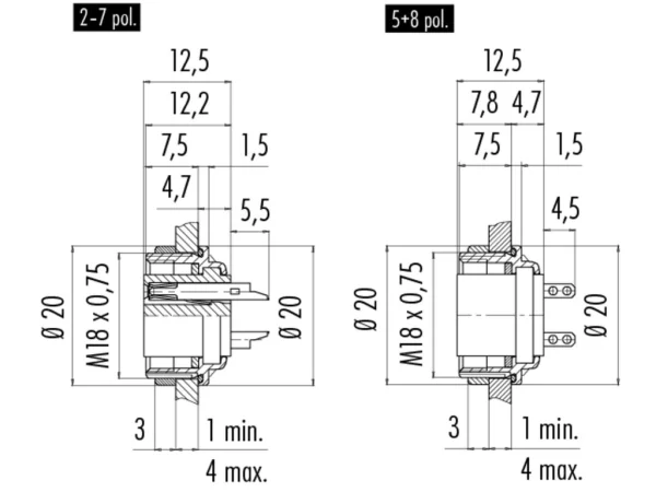 Female panel mount connector