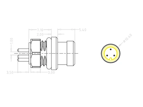 Mini B Male panel mount connector