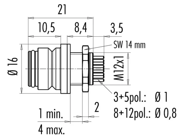 Female panel mount connector