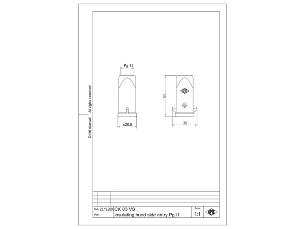 hood, size 21.21, CK plastic, 2 pegs, 1xPG11 top