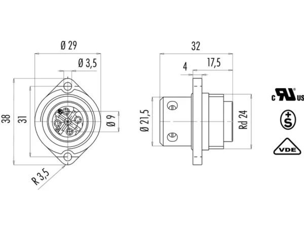 Male panel mount connector