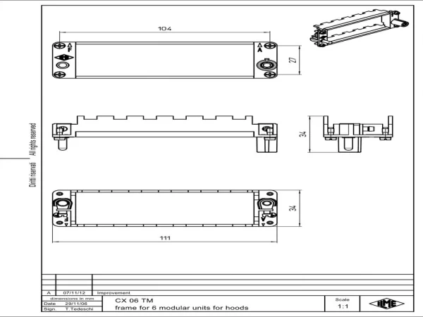 frame, size 104.27+size 104.62, MIXO steel zinc plated, for 6 MU, with PE-connection