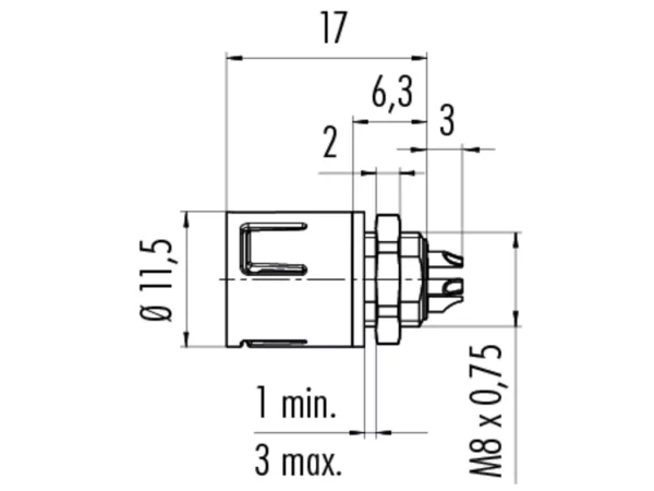 Male panel mount connector