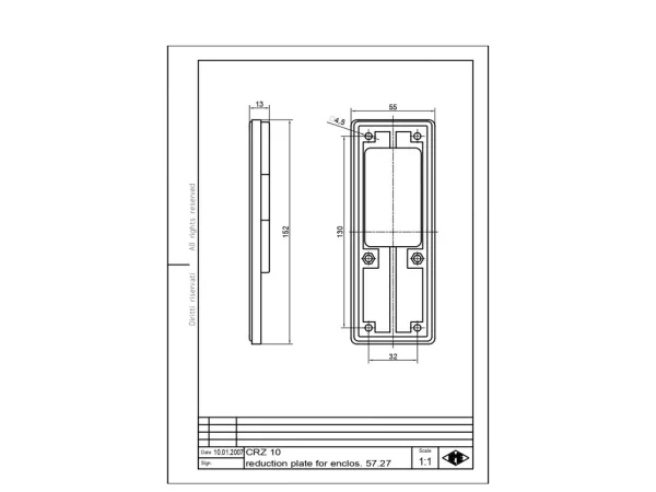 adapter plate, size 57.27, for 24-pole cut-outs size 104.27
