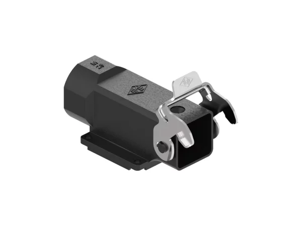 surface mounting housing, angled, size 21.21, W-type zinc, 1 rigid lever stainless steel, 1xM25 side, closed bottom