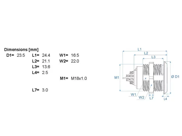 Standard wall mounted socket - front mounting