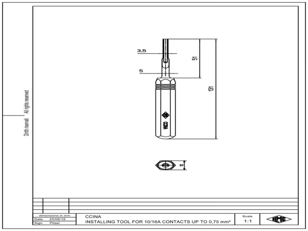 assembly tool, for crimp contacts up to 0,75mm²