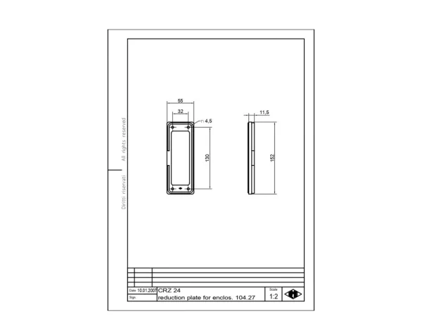 adapter plate, size 104.27, for 24-pole cut-outs size 104.27