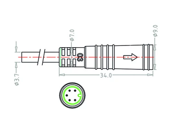 Mini B Female cable connector