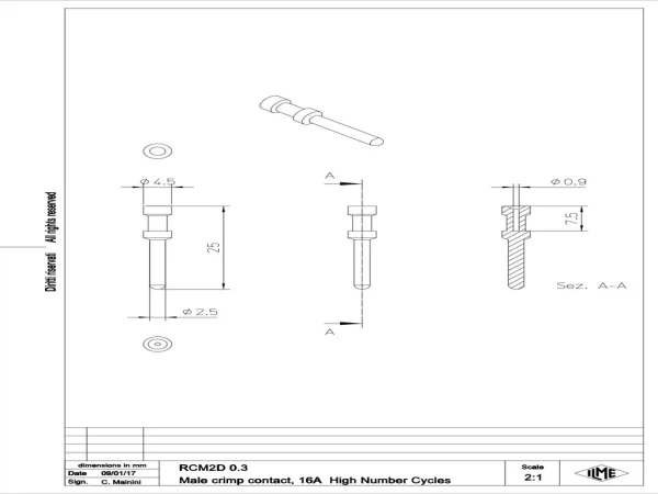 male contact, 0,14-0,37mm², gold HNM, crimp, 16A, series CC