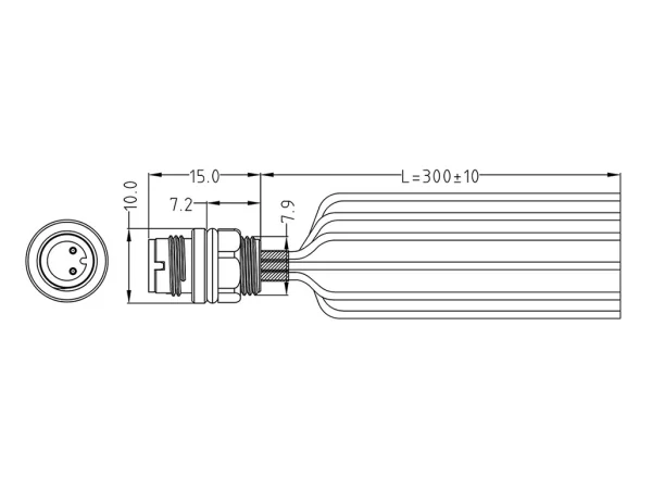 Mini C male panel mount connector