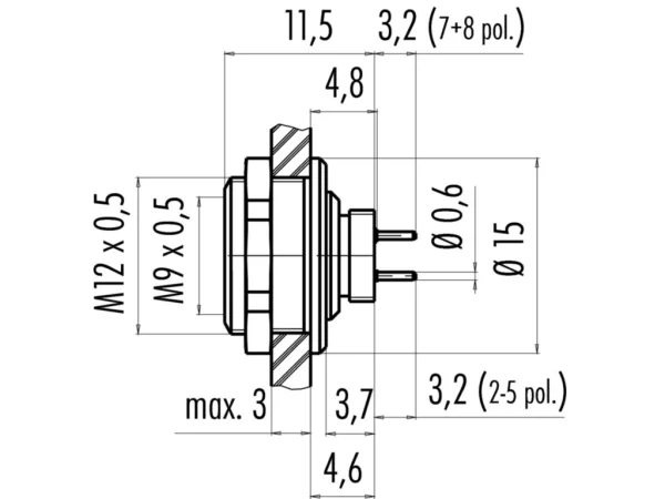 Female panel mount connector