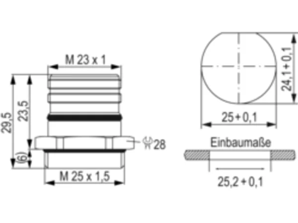 Panel Connector, Male Thread
