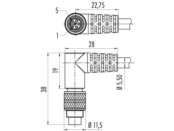 Male angled connector