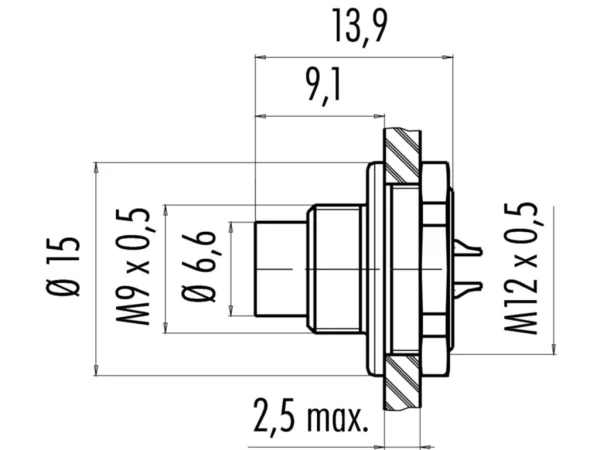 Male panel mount connector