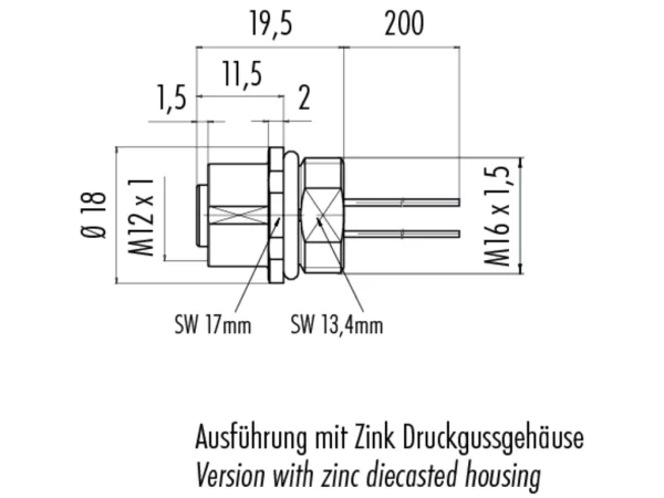 Male panel mount connector