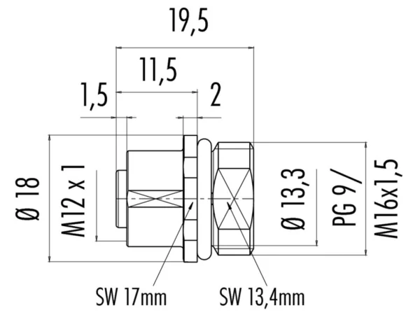 Female panel mount connector