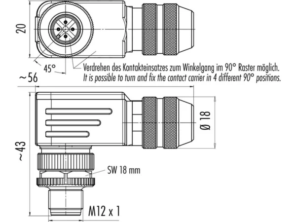 Male angled connector