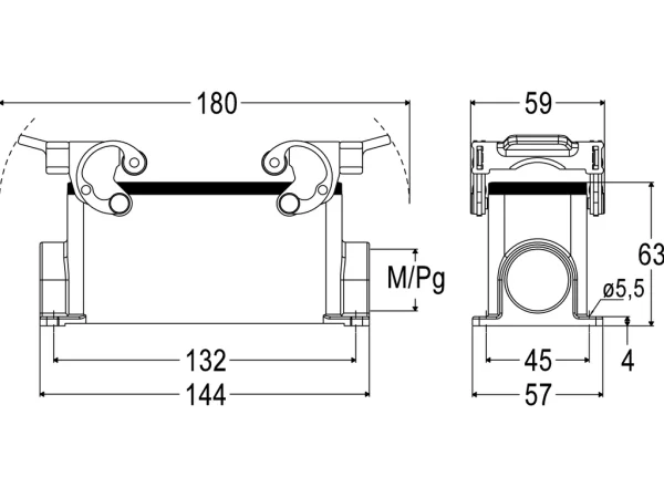 surface mounting housing, size 104.27, C-TYPE alu, 2 levers, 1xM25 side