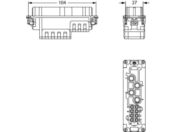 female insert, size 104.27, 4+8p+PE, crimp, 80+16A, 400+230/400V, HNM