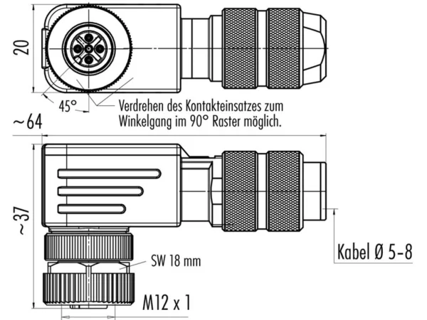 Female angled connector