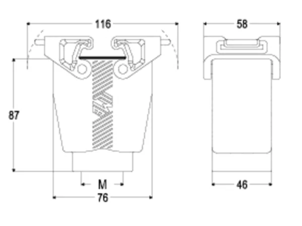 hood, high, size 57.27, T-TYPE plastic, 2 levers, 1xM25 top, PE-jumper
