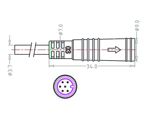 Mini B Female cable connector