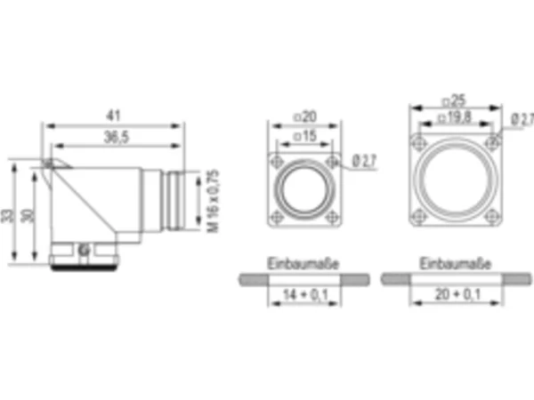 Right Angle Panel Connector, Male Thread
