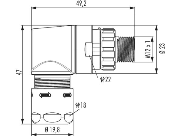 Right Angle Connector, Male Thread
