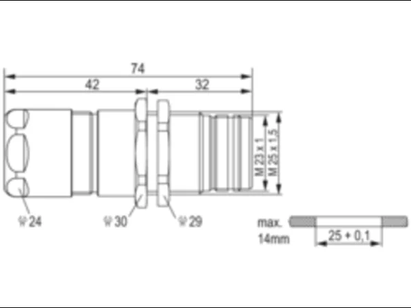 Single Hole Panel Connector with strain relief