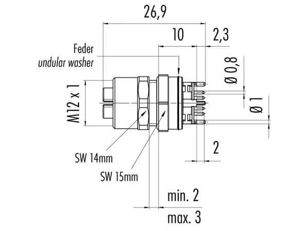 Female panel mount connector