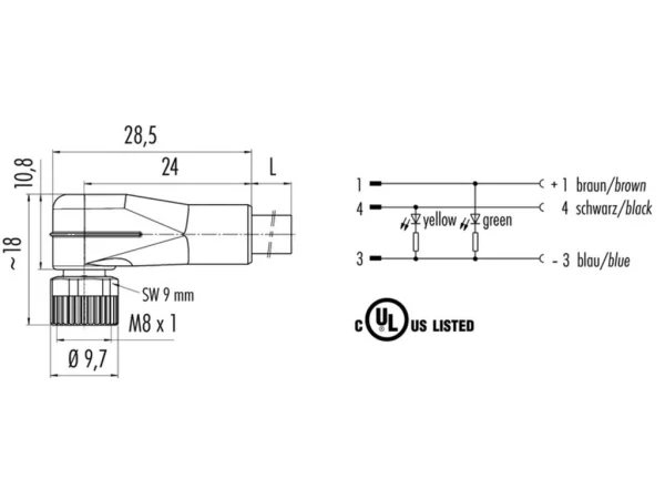 Female angled connector