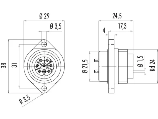 Male panel mount connector