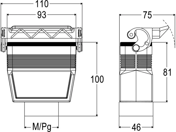 hood, high, size 77.27, C-TYPE alu, 1 lever, 1xM40 top