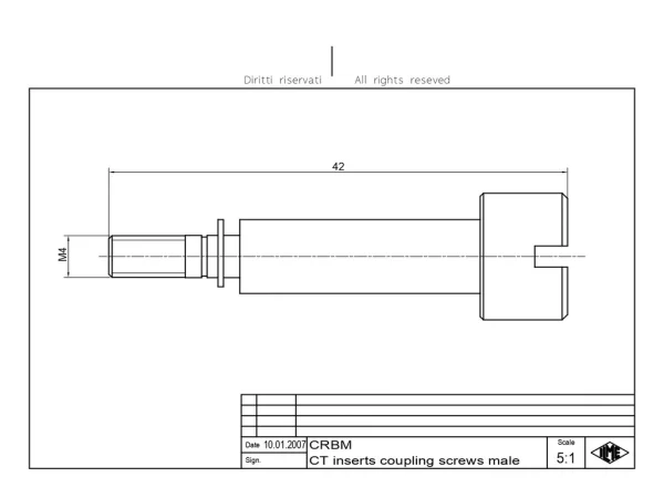 knurled screw, brass, for inserts CT, mounting on DIN rail