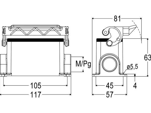surface mounting housing, size 77.27, C-TYPE alu, 1 lever, 1xM25 side