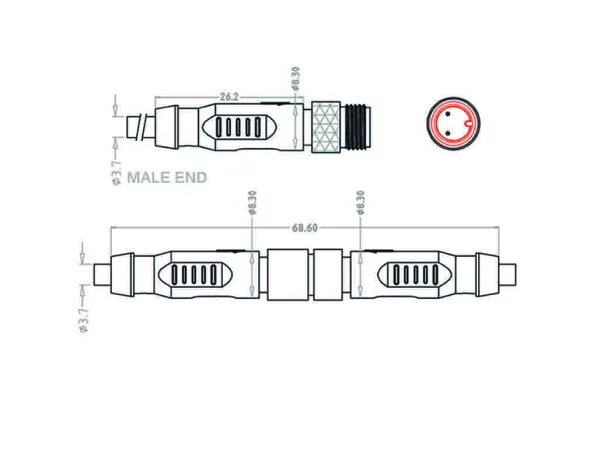 Mini C Male cable connector