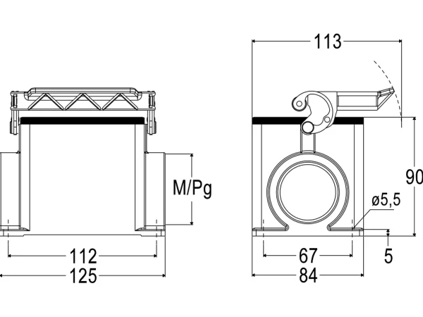 surface mounting housing, size 77.62, C-TYPE alu, 1 lever, 1xM40 side