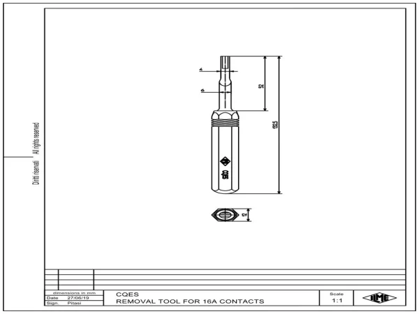 removal tool, for crimp contacts 16A, series CC