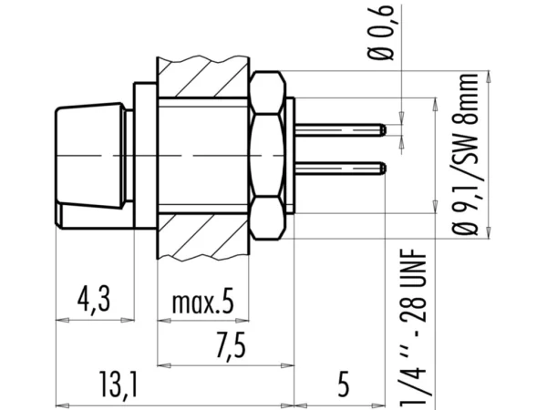 Female panel mount connector