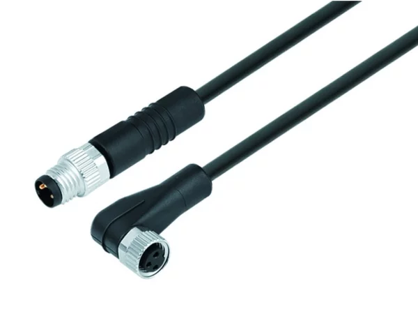 Male cable connector M8x1 - Female angled connector M8x1