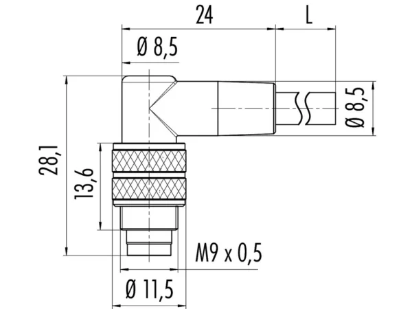 Male angled connector