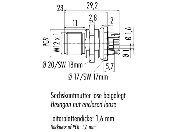 Male panel mount connector