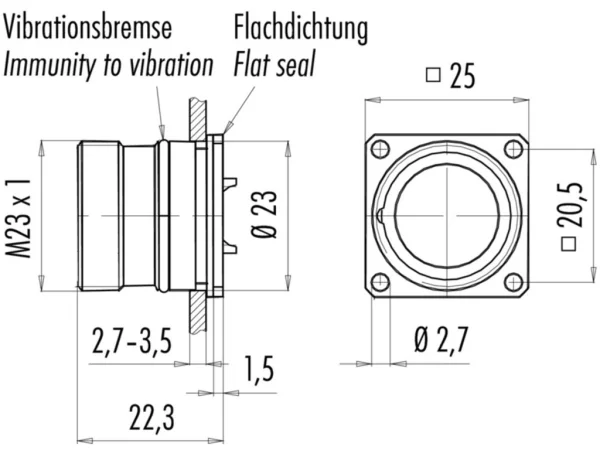 Female panel mount connector