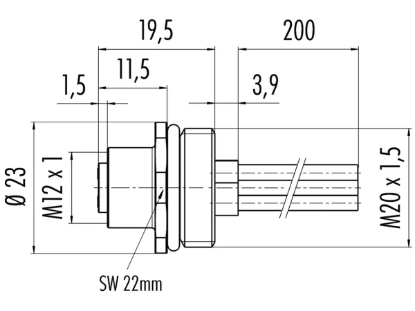 Female panel mount connector