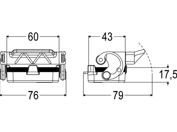 protection cover, size 44.27, alu, 1 lever, gasket, eyelet