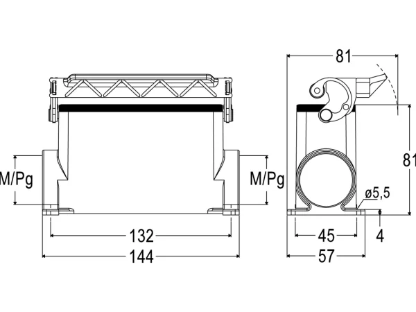 surface mounting housing, high, size 104.27, C-TYPE alu, 1 lever, 2xM32 side