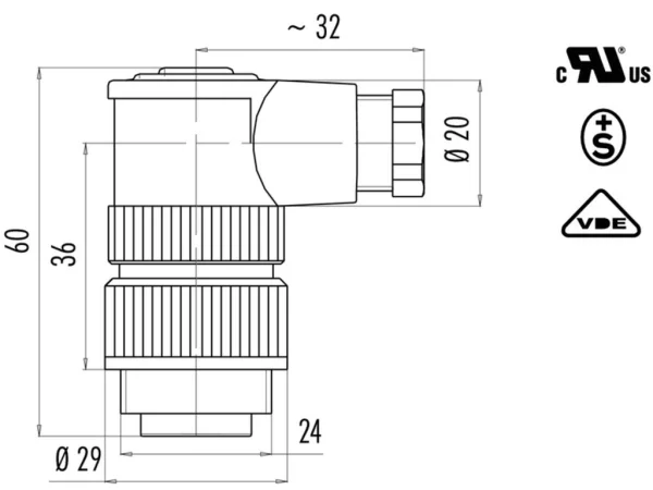 Male angled connector